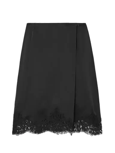 Stella McCartney Wrap-effect Lace-trimmed Satin Skirt | Thumbnail 1 Stella McCartney Wrap-effect Lace-trimmed Satin Skirt | Thumbnail 1