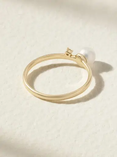 Mizuki 14-karat Gold, Pearl And Diamond Ring | Thumbnail 3