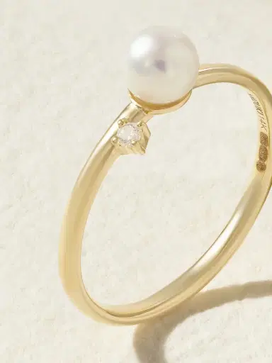 Mizuki 14-karat Gold, Pearl And Diamond Ring | Thumbnail 4