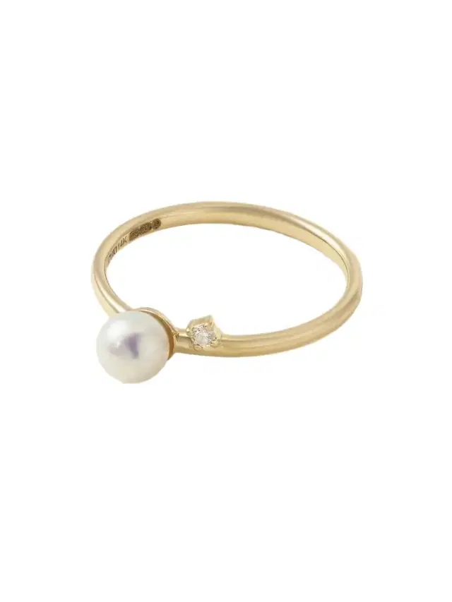 Mizuki 14-karat Gold, Pearl And Diamond Ring