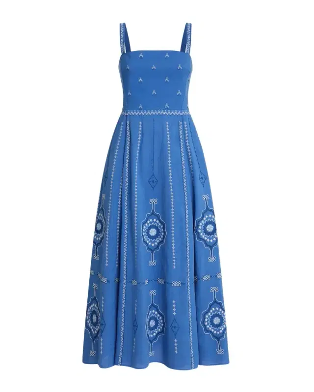 Aneeda Dress with Celestial Embroidery