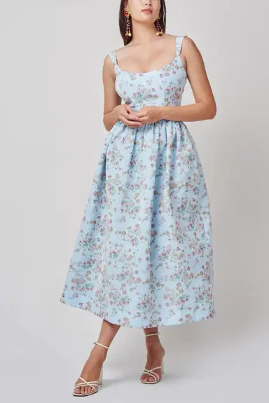 Markarian Apple Blue Ikat Floral Corset Dress | Thumbnail 3 Markarian Apple Blue Ikat Floral Corset Dress | Thumbnail 3