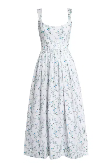 Markarian Apple Blue Vine Beaded Shantung Midi Dress | Thumbnail 1 Markarian Apple Blue Vine Beaded Shantung Midi Dress | Thumbnail 1