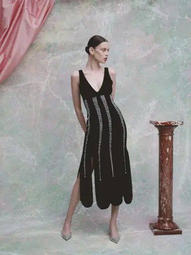 Markarian Brandy Pearl Stripe Embroidery Midi Dress | Thumbnail 6 Markarian Brandy Pearl Stripe Embroidery Midi Dress | Thumbnail 6