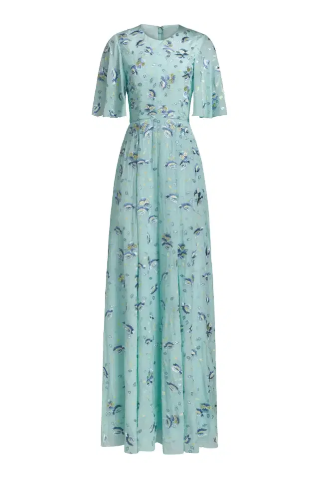 Markarian Charlotte Pansy Flutter Sleeve Gown