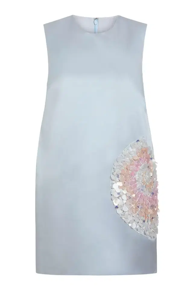 Markarian Daisy Bluebell Satin Mini Cocoon Dress
