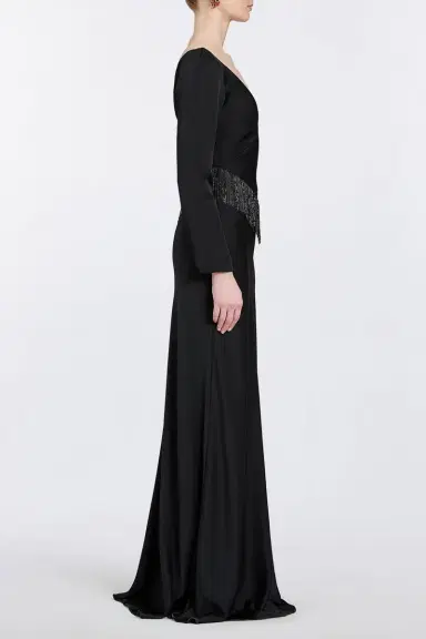 Markarian Della Long Sleeve Fringe Gown | Thumbnail 3