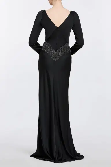 Markarian Della Long Sleeve Fringe Gown | Thumbnail 4