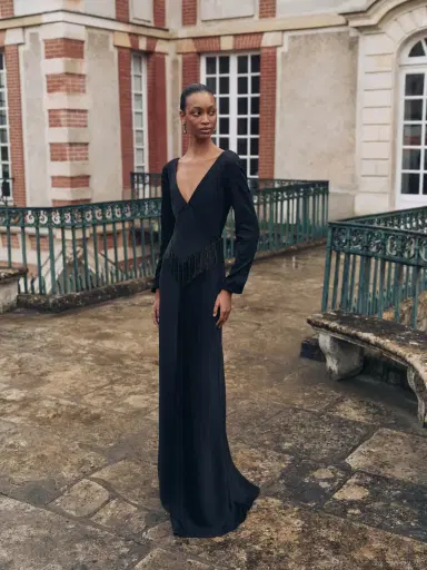 Markarian Della Long Sleeve Fringe Gown | Thumbnail 6