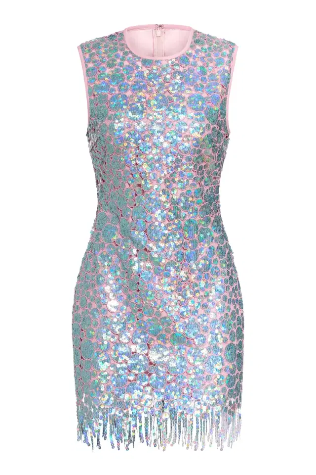 Galaxie Blue Iridescent Paillette Mini Dress