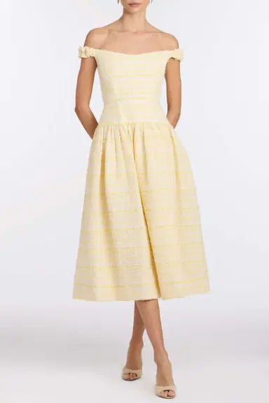 Markarian Georgie Lemon Textured Stripe Midi Dress | Thumbnail 2 Markarian Georgie Lemon Textured Stripe Midi Dress | Thumbnail 2