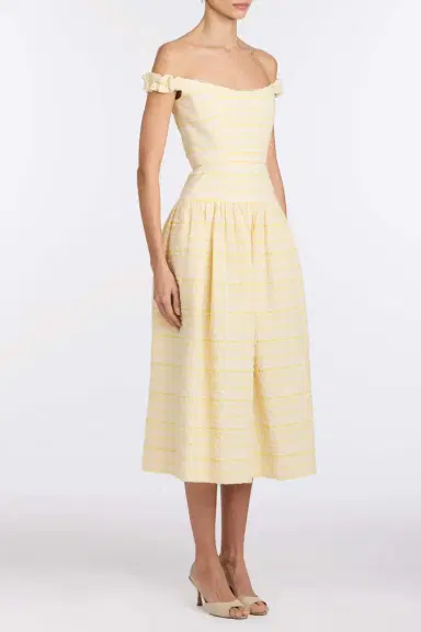 Markarian Georgie Lemon Textured Stripe Midi Dress | Thumbnail 3 Markarian Georgie Lemon Textured Stripe Midi Dress | Thumbnail 3