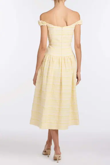 Markarian Georgie Lemon Textured Stripe Midi Dress | Thumbnail 4 Markarian Georgie Lemon Textured Stripe Midi Dress | Thumbnail 4