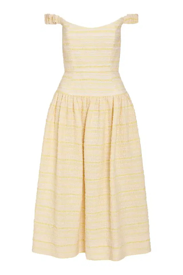 Georgie Lemon Textured Stripe Midi Dress