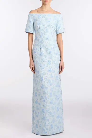 Markarian Gilda Cornflower And Mint Brocade Gown | Thumbnail 2