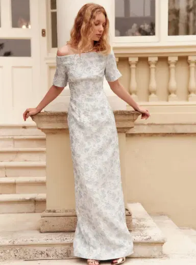 Markarian Gilda Cornflower And Mint Brocade Gown | Thumbnail 6