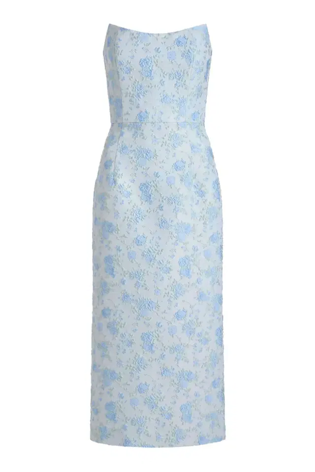Giulia Cornflower and Mint Brocade Dress