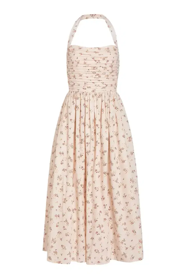 Markarian Leia Blush Bouquet Halter Neck Midi Dress