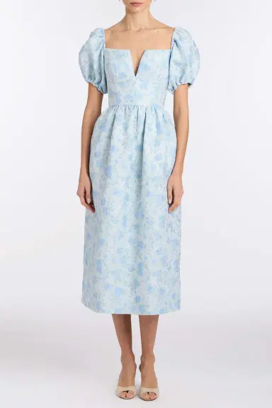 Markarian Lillian Cornflower And Mint Brocade Midi Dress | Thumbnail 2 Markarian Lillian Cornflower And Mint Brocade Midi Dress | Thumbnail 2