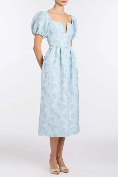 Markarian Lillian Cornflower And Mint Brocade Midi Dress | Thumbnail 3 Markarian Lillian Cornflower And Mint Brocade Midi Dress | Thumbnail 3
