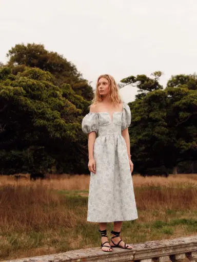 Markarian Lillian Cornflower And Mint Brocade Midi Dress | Thumbnail 6 Markarian Lillian Cornflower And Mint Brocade Midi Dress | Thumbnail 6