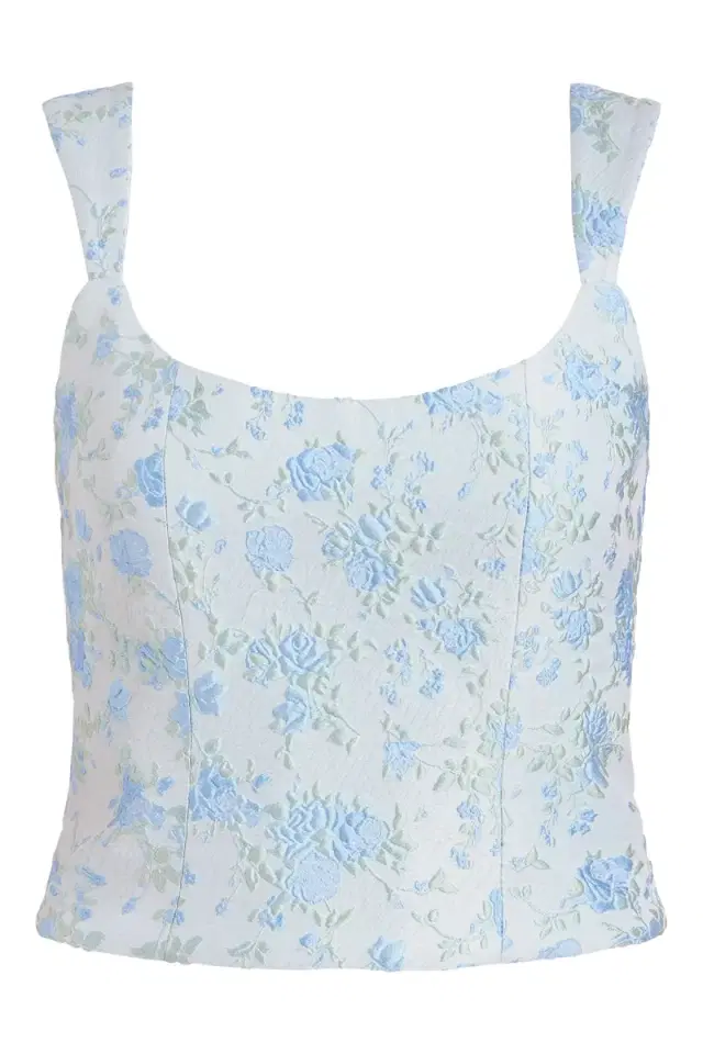 Maisie Cornflower and Mint Brocade Top