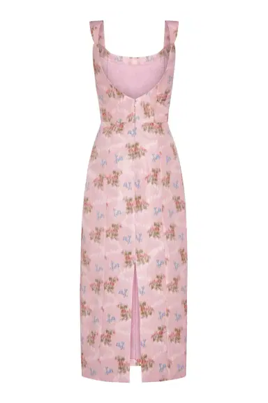 Markarian Numa Pink Bouquet Ikat Midi Dress | Thumbnail 2