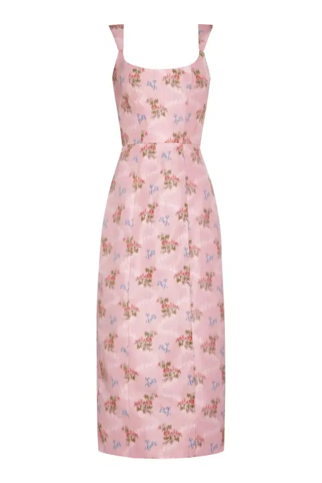 Markarian Numa Pink Bouquet Ikat Midi Dress