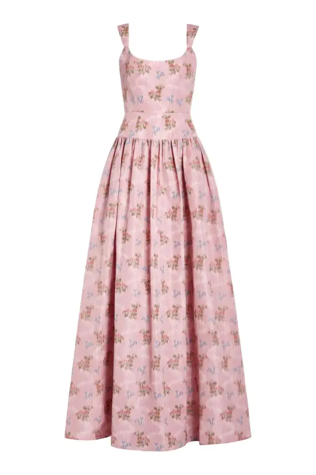 Markarian Octavia Pink Bouquet Ikat Gown