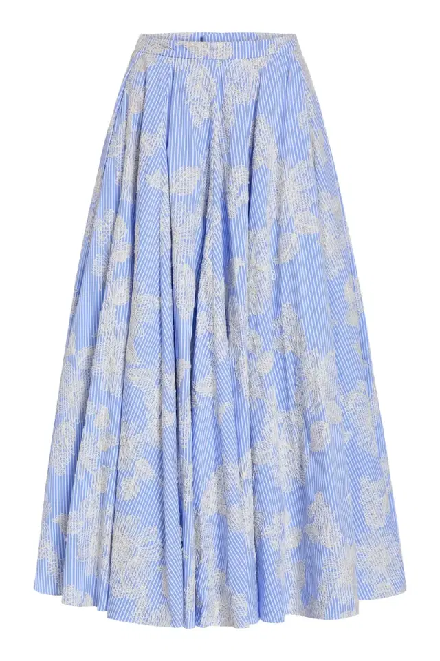 Markarian Soleil Floral Embroidered Midi Skirt
