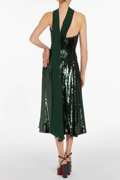Markarian Veronica Emerald Paillette Strapless Midi Dress | Thumbnail 3