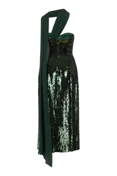 Markarian Veronica Emerald Paillette Strapless Midi Dress | Thumbnail 4