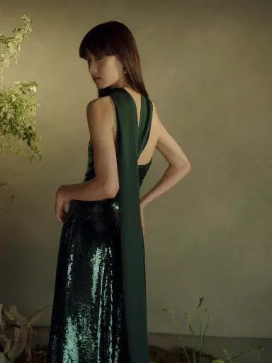 Markarian Veronica Emerald Paillette Strapless Midi Dress | Thumbnail 6