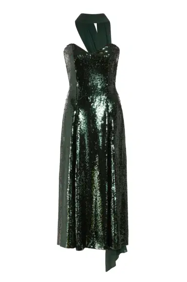 Markarian Veronica Emerald Paillette Strapless Midi Dress | Thumbnail 1