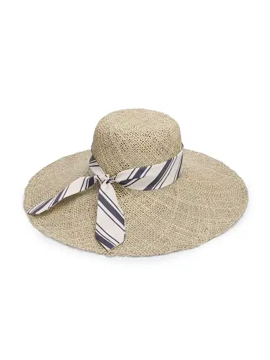 rag & bone Women's Garden Seagrass Sun Hat - Black White Stripe - Size Large | Thumbnail 2 rag & bone Women's Garden Seagrass Sun Hat - Black White Stripe - Size Large | Thumbnail 2