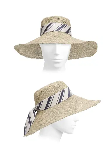 rag & bone Women's Garden Seagrass Sun Hat - Black White Stripe - Size Large | Thumbnail 3 rag & bone Women's Garden Seagrass Sun Hat - Black White Stripe - Size Large | Thumbnail 3