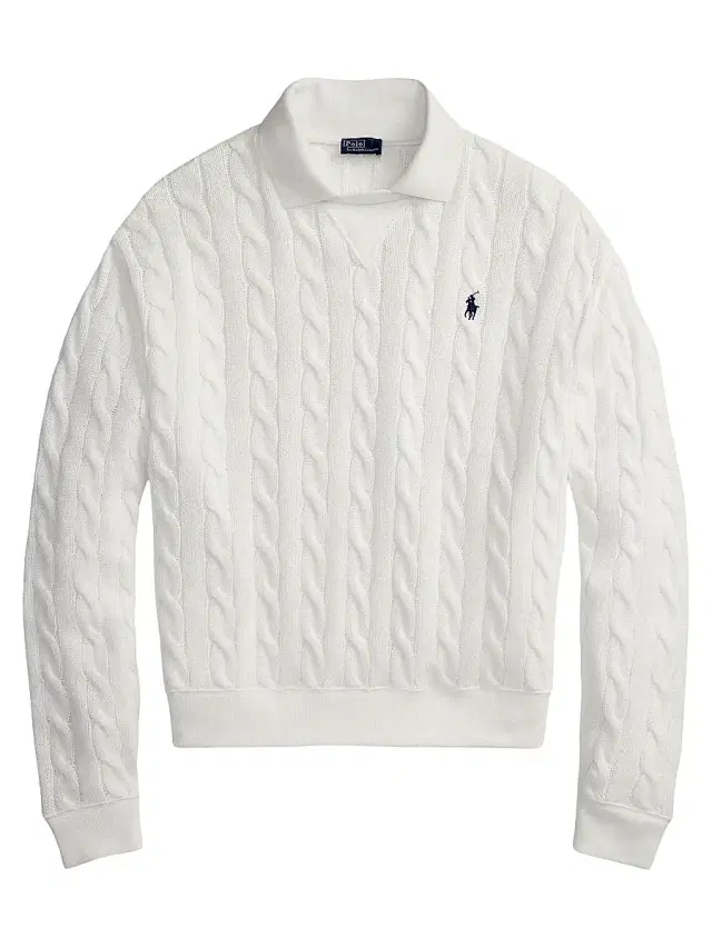 Polo Ralph Lauren Women's Cable-Knit Cotton Polo Sweater - White