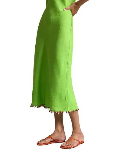 Polo Ralph Lauren Women's Beaded Linen Midi-Slipdress - Riviera Green - Size 8 | Thumbnail 5