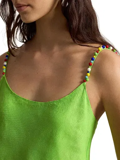 Polo Ralph Lauren Women's Beaded Linen Midi-Slipdress - Riviera Green - Size 8 | Thumbnail 6