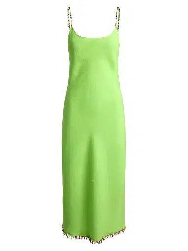 Polo Ralph Lauren Women's Beaded Linen Midi-Slipdress - Riviera Green - Size 8 | Thumbnail 1