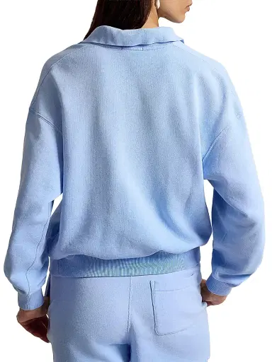 Polo Ralph Lauren Women's Island Logo Fleece Cotton-Blend Long-Sleeve Polo Shirt - Baby Blue | Thumbnail 4 Polo Ralph Lauren Women's Island Logo Fleece Cotton-Blend Long-Sleeve Polo Shirt - Baby Blue | Thumbnail 4