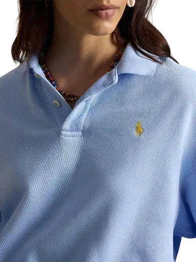 Polo Ralph Lauren Women's Island Logo Fleece Cotton-Blend Long-Sleeve Polo Shirt - Baby Blue | Thumbnail 5 Polo Ralph Lauren Women's Island Logo Fleece Cotton-Blend Long-Sleeve Polo Shirt - Baby Blue | Thumbnail 5