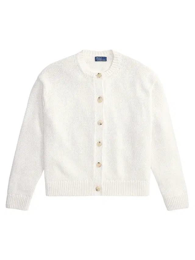 Polo Ralph Lauren Women's Linen-Blend Crewneck Cardigan - White