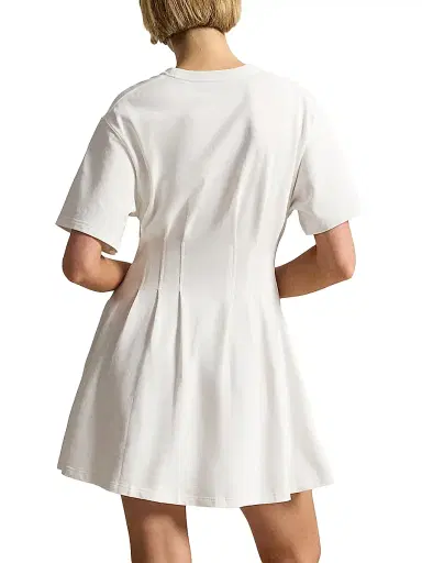 Polo Ralph Lauren Women's Cotton Jersey Pleated Mini T-Shirt Dress - White | Thumbnail 3
