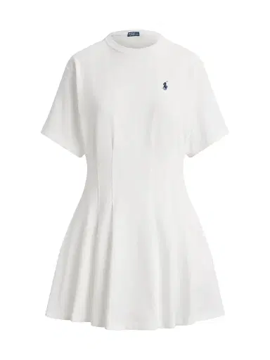 Polo Ralph Lauren Women's Cotton Jersey Pleated Mini T-Shirt Dress - White | Thumbnail 1