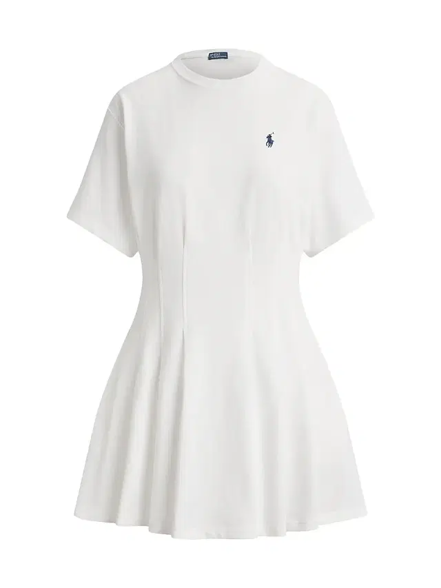 Women's Cotton Jersey Pleated Mini T-Shirt Dress - White
