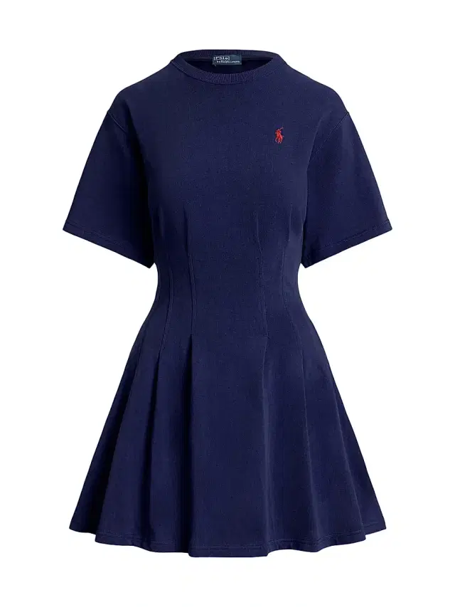 Women's Cotton Jersey Pleated Mini T-Shirt Dress - Newport Navy