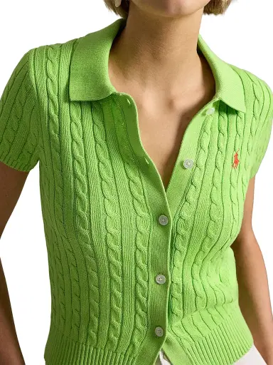 Polo Ralph Lauren Women's Cable-Knit Cotton Button-Front Cardigan - Riviera Green | Thumbnail 5 Polo Ralph Lauren Women's Cable-Knit Cotton Button-Front Cardigan - Riviera Green | Thumbnail 5