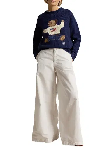 Polo Ralph Lauren Women's Polo Bear Cotton-Linen Sweater - Newport Navy Multi | Thumbnail 2