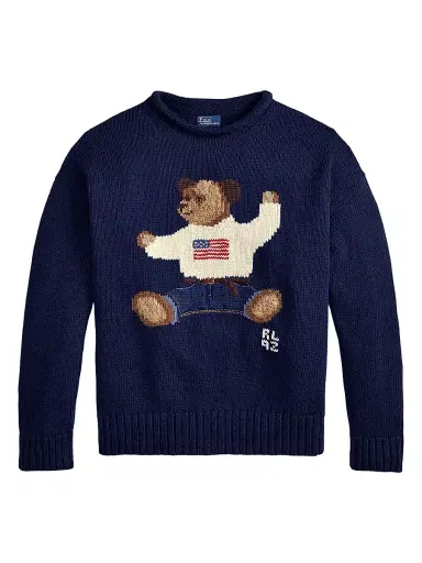 Polo Ralph Lauren Women's Polo Bear Cotton-Linen Sweater - Newport Navy Multi | Thumbnail 1